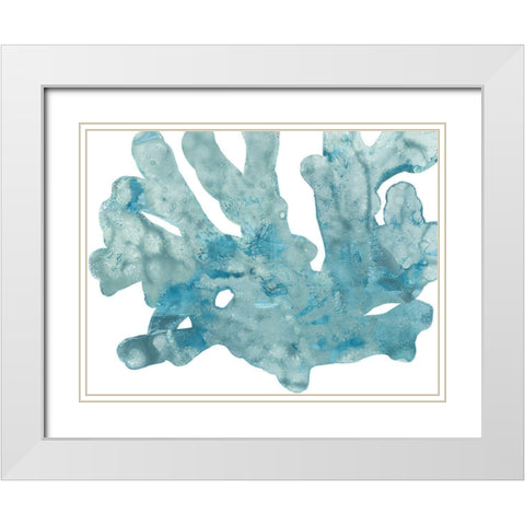 Blue Macro Coral IV White Modern Wood Framed Art Print with Double Matting by Vess, June Erica