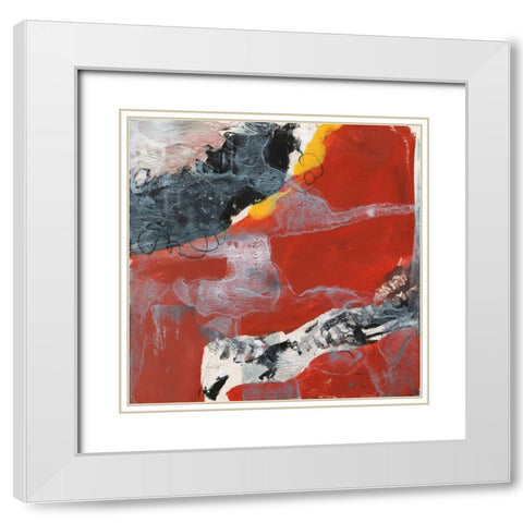 Lava I White Modern Wood Framed Art Print with Double Matting by Combs, Joyce