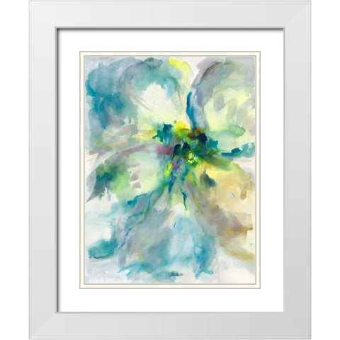 Maybe Petunias II White Modern Wood Framed Art Print with Double Matting by Combs, Joyce