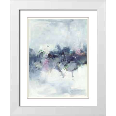 Birds I White Modern Wood Framed Art Print with Double Matting by Combs, Joyce