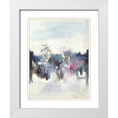 Birds II White Modern Wood Framed Art Print with Double Matting by Combs, Joyce