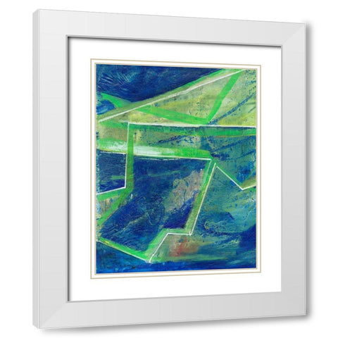 Geometric in Cool I White Modern Wood Framed Art Print with Double Matting by Combs, Joyce