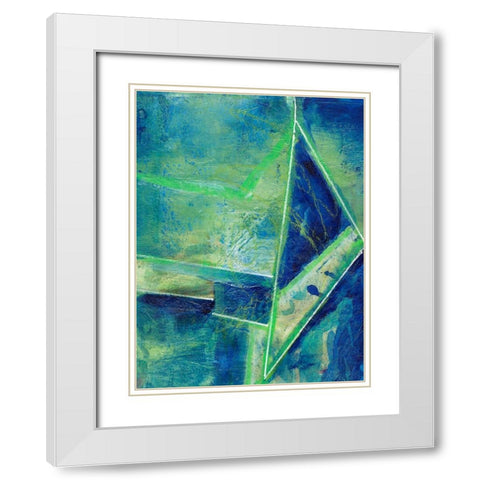 Geometric in Cool II White Modern Wood Framed Art Print with Double Matting by Combs, Joyce