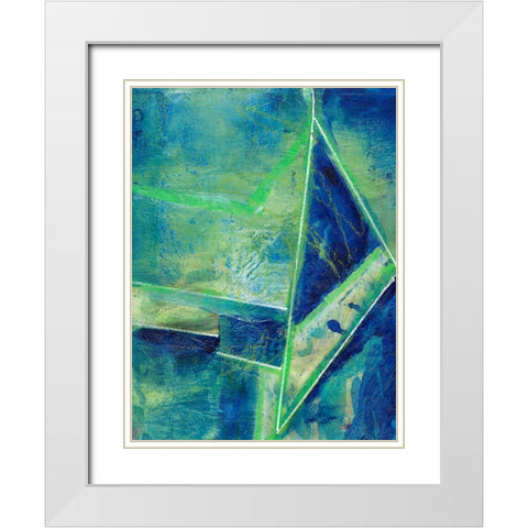 Geometric in Cool II White Modern Wood Framed Art Print with Double Matting by Combs, Joyce