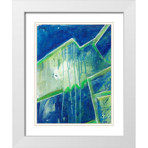 Geometric in Cool V White Modern Wood Framed Art Print with Double Matting by Combs, Joyce