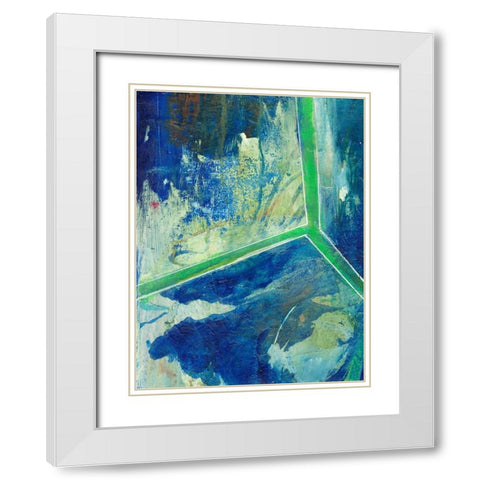Geometric in Cool VI White Modern Wood Framed Art Print with Double Matting by Combs, Joyce