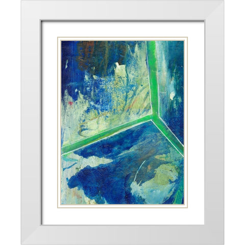 Geometric in Cool VI White Modern Wood Framed Art Print with Double Matting by Combs, Joyce