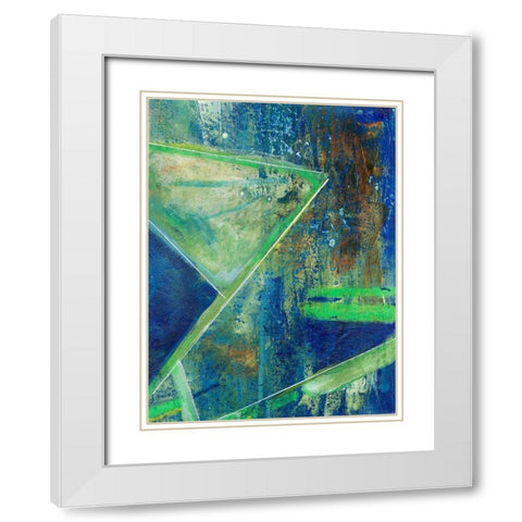 Geometric in Cool VII White Modern Wood Framed Art Print with Double Matting by Combs, Joyce