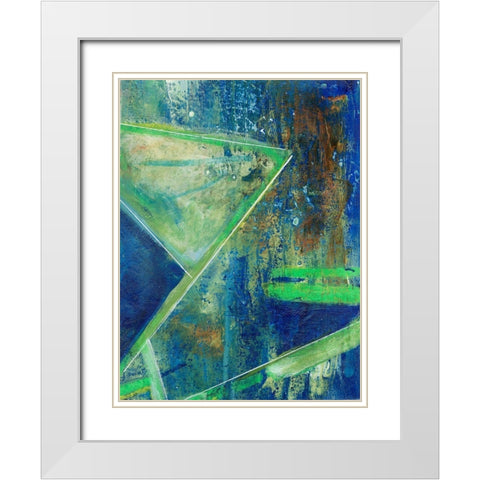 Geometric in Cool VII White Modern Wood Framed Art Print with Double Matting by Combs, Joyce