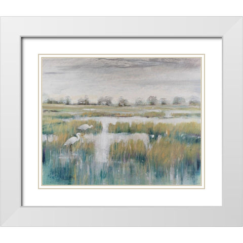 Marshland View V White Modern Wood Framed Art Print with Double Matting by OToole, Tim