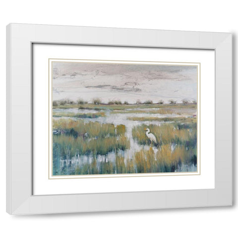 Marshland View VI White Modern Wood Framed Art Print with Double Matting by OToole, Tim