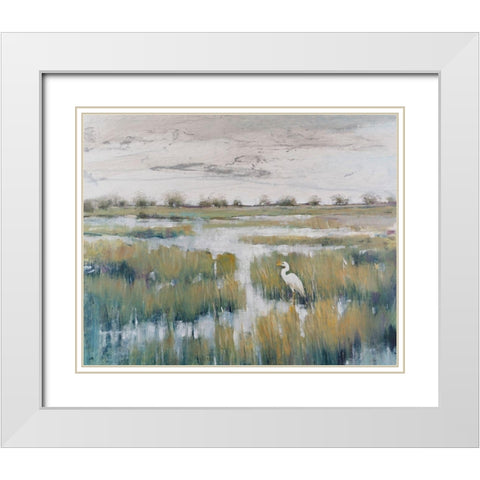 Marshland View VI White Modern Wood Framed Art Print with Double Matting by OToole, Tim