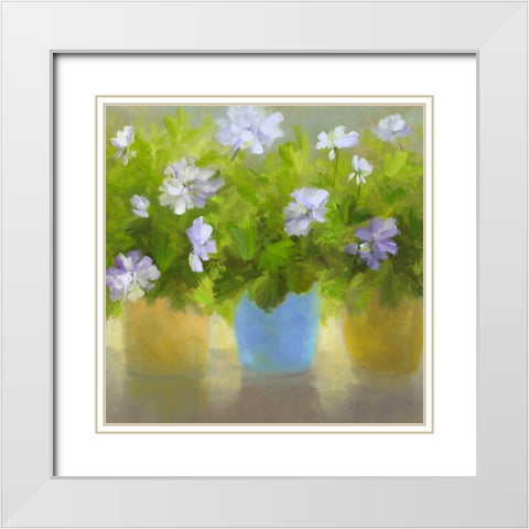 Geraniums IV White Modern Wood Framed Art Print with Double Matting by Finch, Sheila