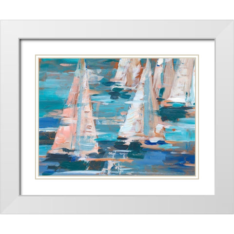 Pop Regatta I White Modern Wood Framed Art Print with Double Matting by Harper, Ethan