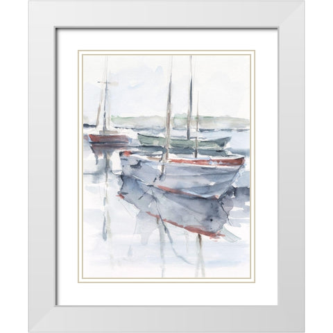 Watercolor Harbor Study I White Modern Wood Framed Art Print with Double Matting by Harper, Ethan