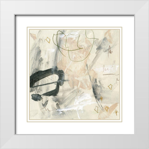 Winking Stars I White Modern Wood Framed Art Print with Double Matting by Wang, Melissa