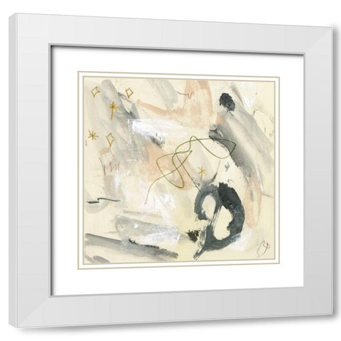 Winking Stars II White Modern Wood Framed Art Print with Double Matting by Wang, Melissa