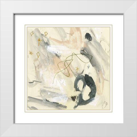 Winking Stars II White Modern Wood Framed Art Print with Double Matting by Wang, Melissa