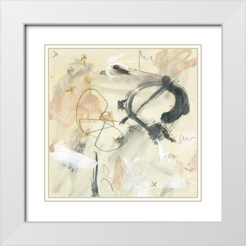Winking Stars IV White Modern Wood Framed Art Print with Double Matting by Wang, Melissa