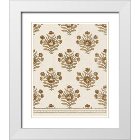 Block Print Blooms I White Modern Wood Framed Art Print with Double Matting by Barnes, Victoria