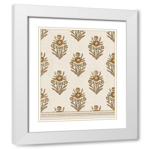 Block Print Blooms II White Modern Wood Framed Art Print with Double Matting by Barnes, Victoria