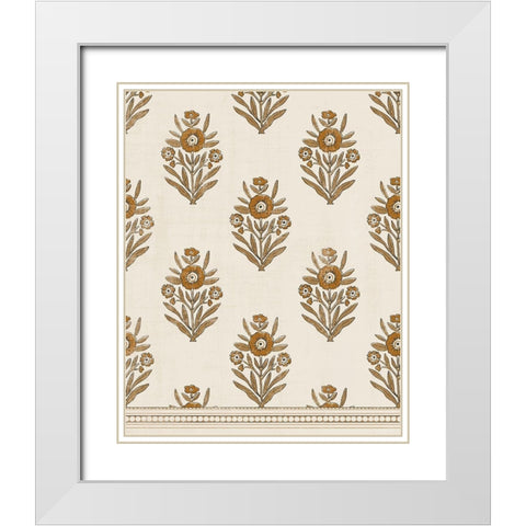 Block Print Blooms II White Modern Wood Framed Art Print with Double Matting by Barnes, Victoria