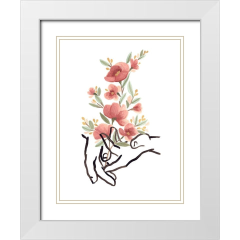 Hands and Flowers II White Modern Wood Framed Art Print with Double Matting by Vess, June Erica