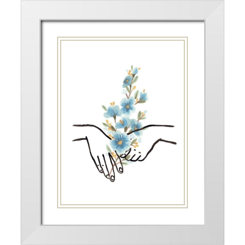 Hands and Flowers IV White Modern Wood Framed Art Print with Double Matting by Vess, June Erica