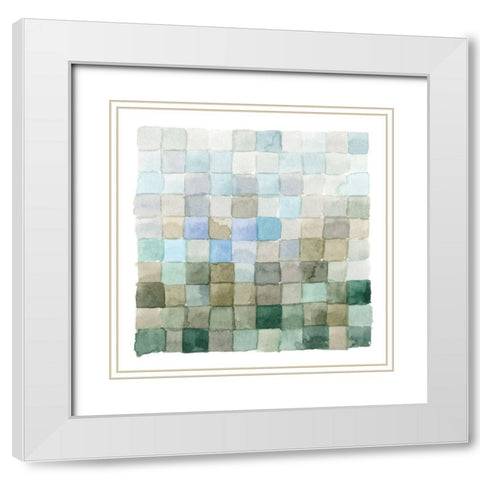 Aquatic Grid I White Modern Wood Framed Art Print with Double Matting by Caroline, Emma
