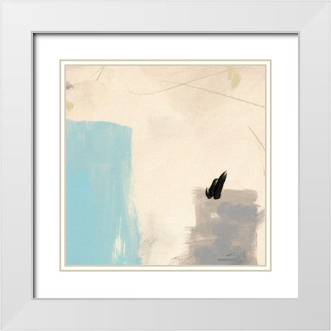 Blue Tile II White Modern Wood Framed Art Print with Double Matting by Green, Jacob
