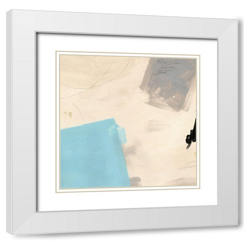 Blue Tile III White Modern Wood Framed Art Print with Double Matting by Green, Jacob