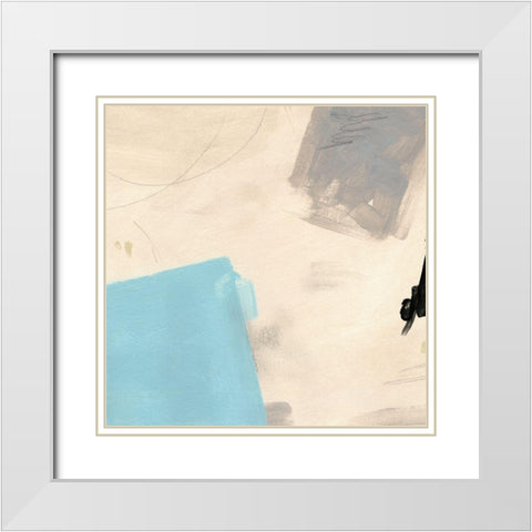 Blue Tile III White Modern Wood Framed Art Print with Double Matting by Green, Jacob