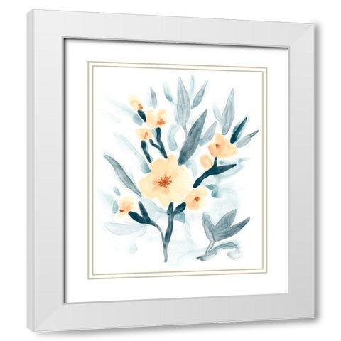 Indigo And Blush Bouquet I White Modern Wood Framed Art Print with Double Matting by Vess, June Erica