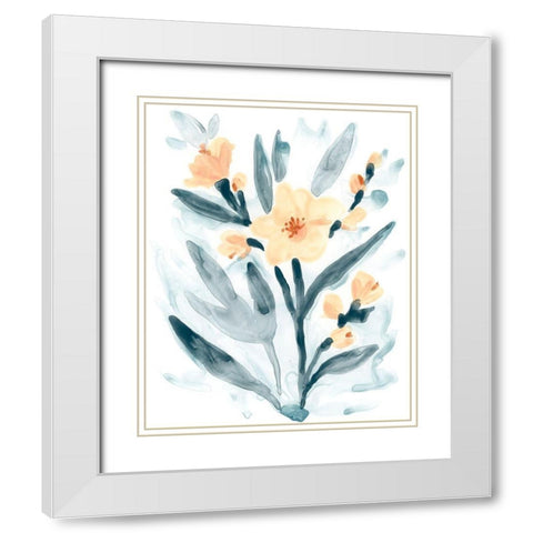 Indigo And Blush Bouquet II White Modern Wood Framed Art Print with Double Matting by Vess, June Erica