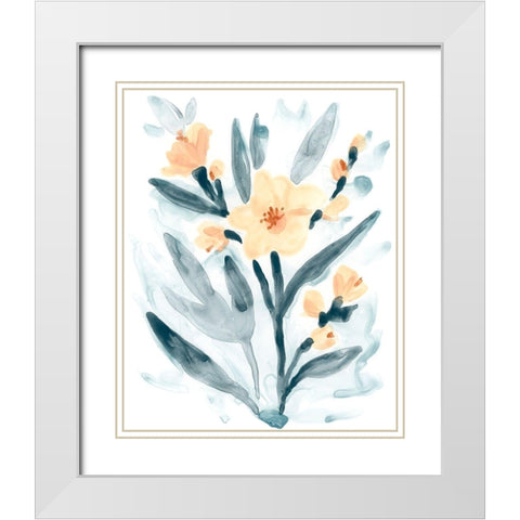 Indigo And Blush Bouquet II White Modern Wood Framed Art Print with Double Matting by Vess, June Erica
