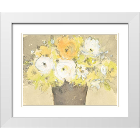 Table Bouquet I White Modern Wood Framed Art Print with Double Matting by Dixon, Samuel