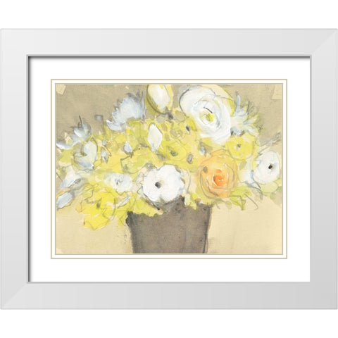Table Bouquet II White Modern Wood Framed Art Print with Double Matting by Dixon, Samuel