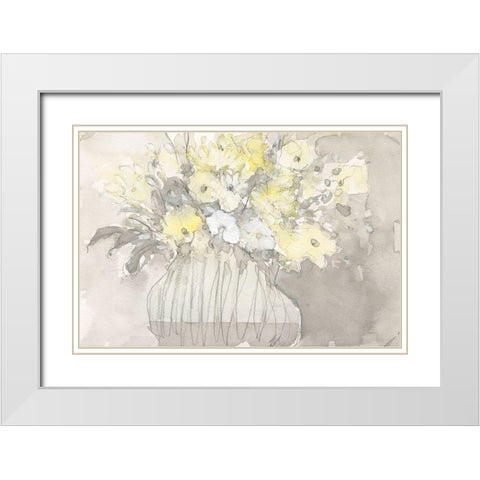 Vintage Blossoms I White Modern Wood Framed Art Print with Double Matting by Dixon, Samuel