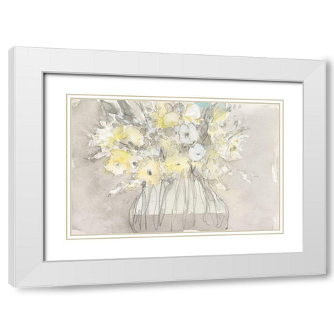 Vintage Blossoms II White Modern Wood Framed Art Print with Double Matting by Dixon, Samuel