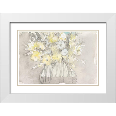Vintage Blossoms II White Modern Wood Framed Art Print with Double Matting by Dixon, Samuel