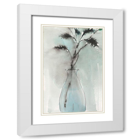 Soft Ferns I White Modern Wood Framed Art Print with Double Matting by Dixon, Samuel