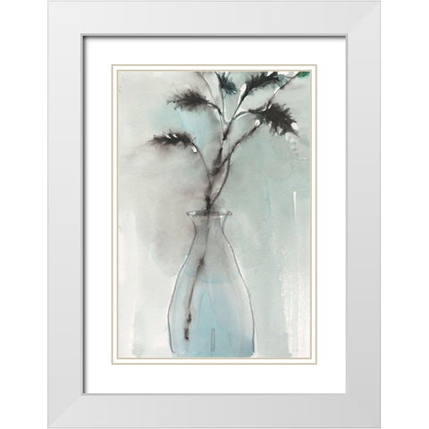 Soft Ferns I White Modern Wood Framed Art Print with Double Matting by Dixon, Samuel
