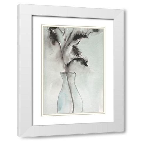 Soft Ferns II White Modern Wood Framed Art Print with Double Matting by Dixon, Samuel