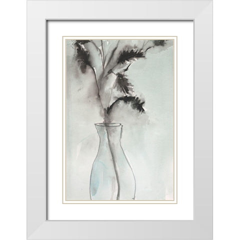 Soft Ferns II White Modern Wood Framed Art Print with Double Matting by Dixon, Samuel