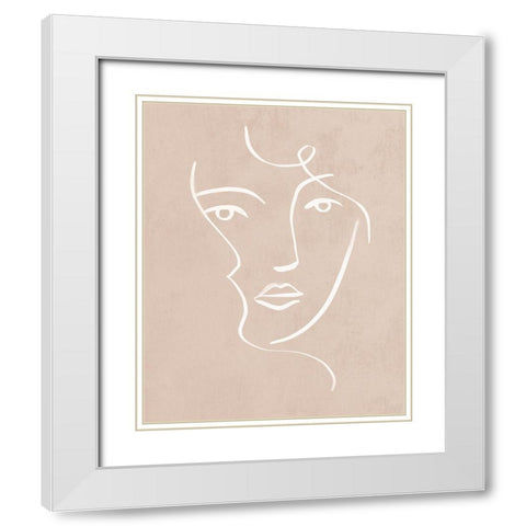 Curly Face I White Modern Wood Framed Art Print with Double Matting by Barnes, Victoria