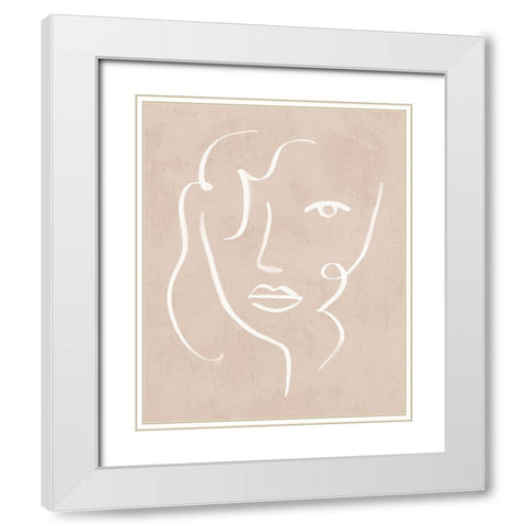 Curly Face II White Modern Wood Framed Art Print with Double Matting by Barnes, Victoria