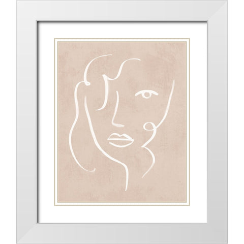 Curly Face II White Modern Wood Framed Art Print with Double Matting by Barnes, Victoria