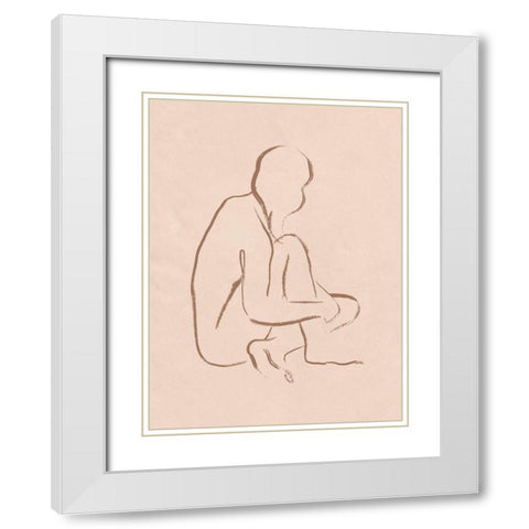 Sketched Pose I White Modern Wood Framed Art Print with Double Matting by Barnes, Victoria