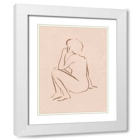 Sketched Pose II White Modern Wood Framed Art Print with Double Matting by Barnes, Victoria