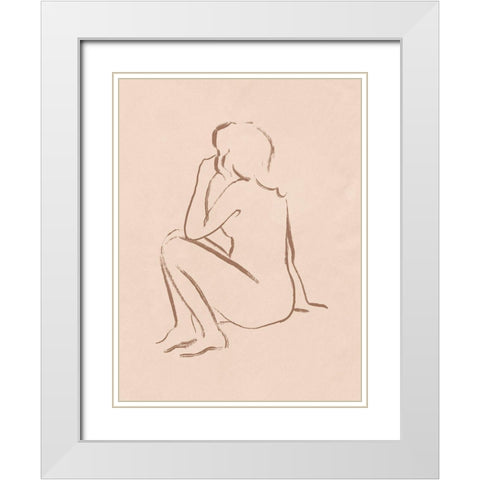 Sketched Pose II White Modern Wood Framed Art Print with Double Matting by Barnes, Victoria